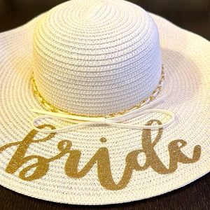 Bride Hat 👒 💍👰‍♀️Summer straw hat with Bride Print in Gold